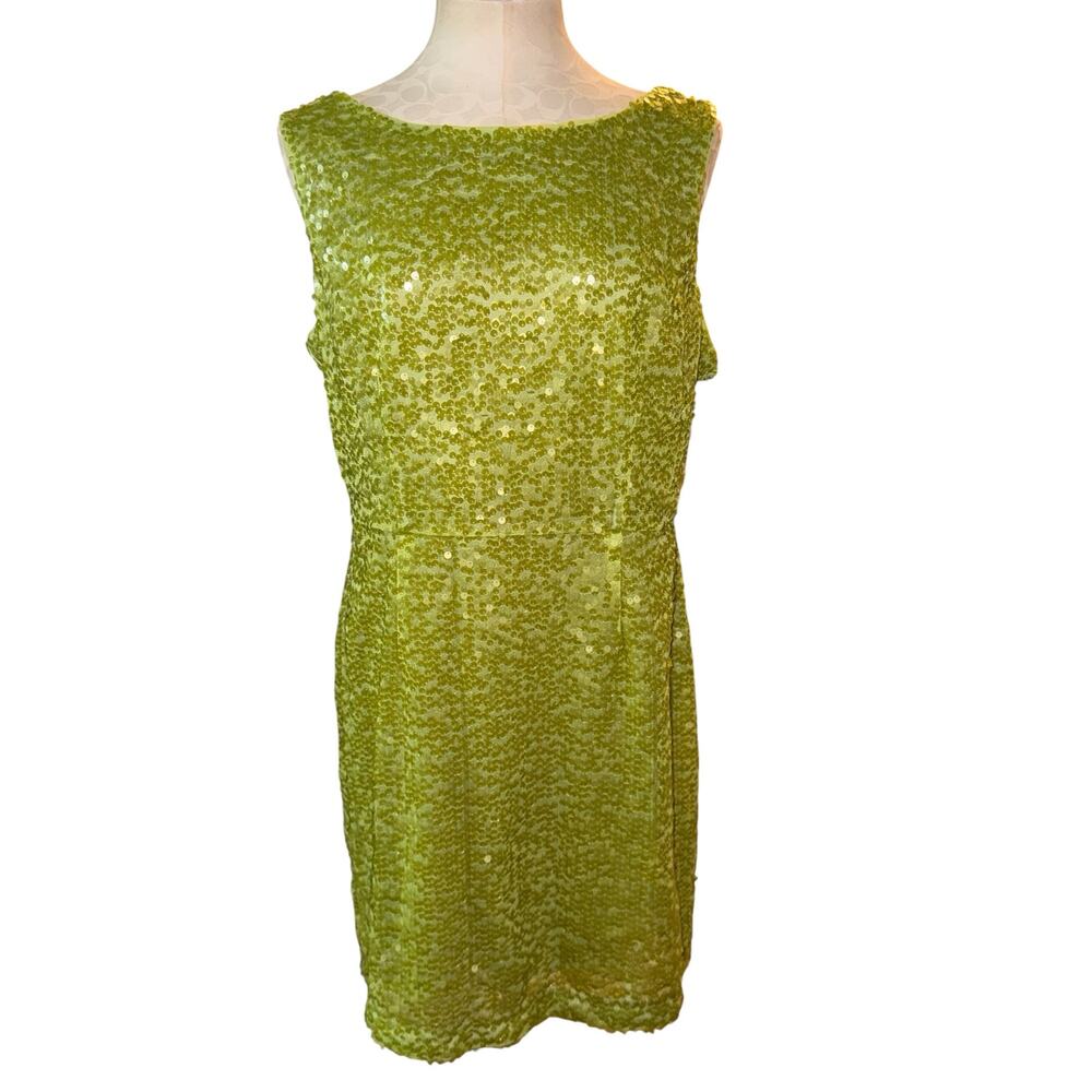 Marc New York Andrew Marc Lime Green Sequin Mini Dress Women's Size 14 NWT